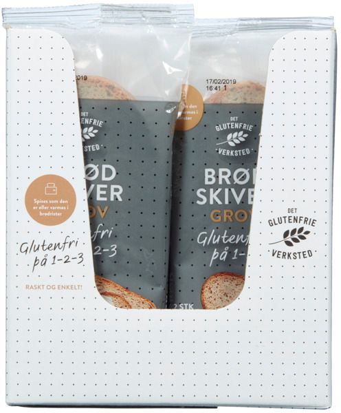 2 pk Brødskiver Glutenfri på 1-2-3. Kartong a 20 stk. 