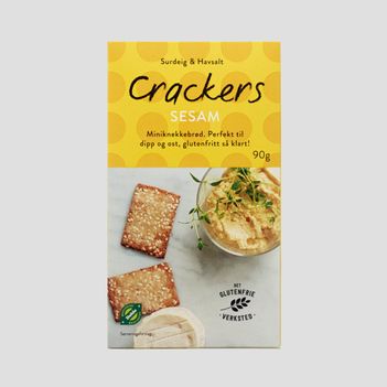 Det Glutenfrie Verksted sine crackers med sesamfrø